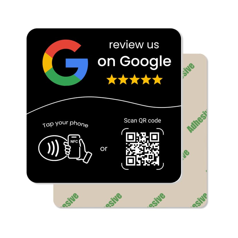 Čierna NFC plaketa na získavanie Google recenzií